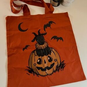 The Pickety Witch Halloween Goat Pumpkin Tote Bag NWOT